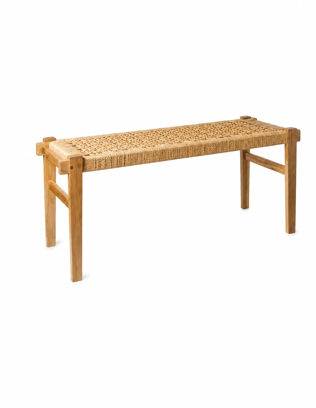 Bänk i ek med flätad sits