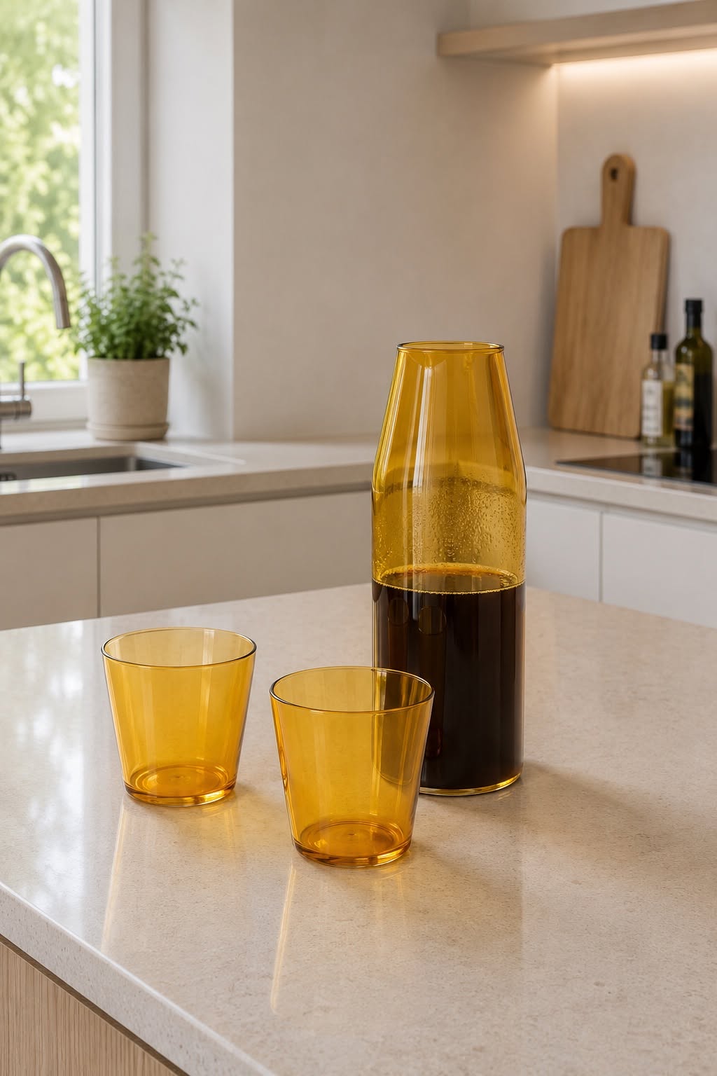Nine Milk glas + karaffel - Gul